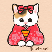 年末年始☆飛び出す猫たちのスタンプ